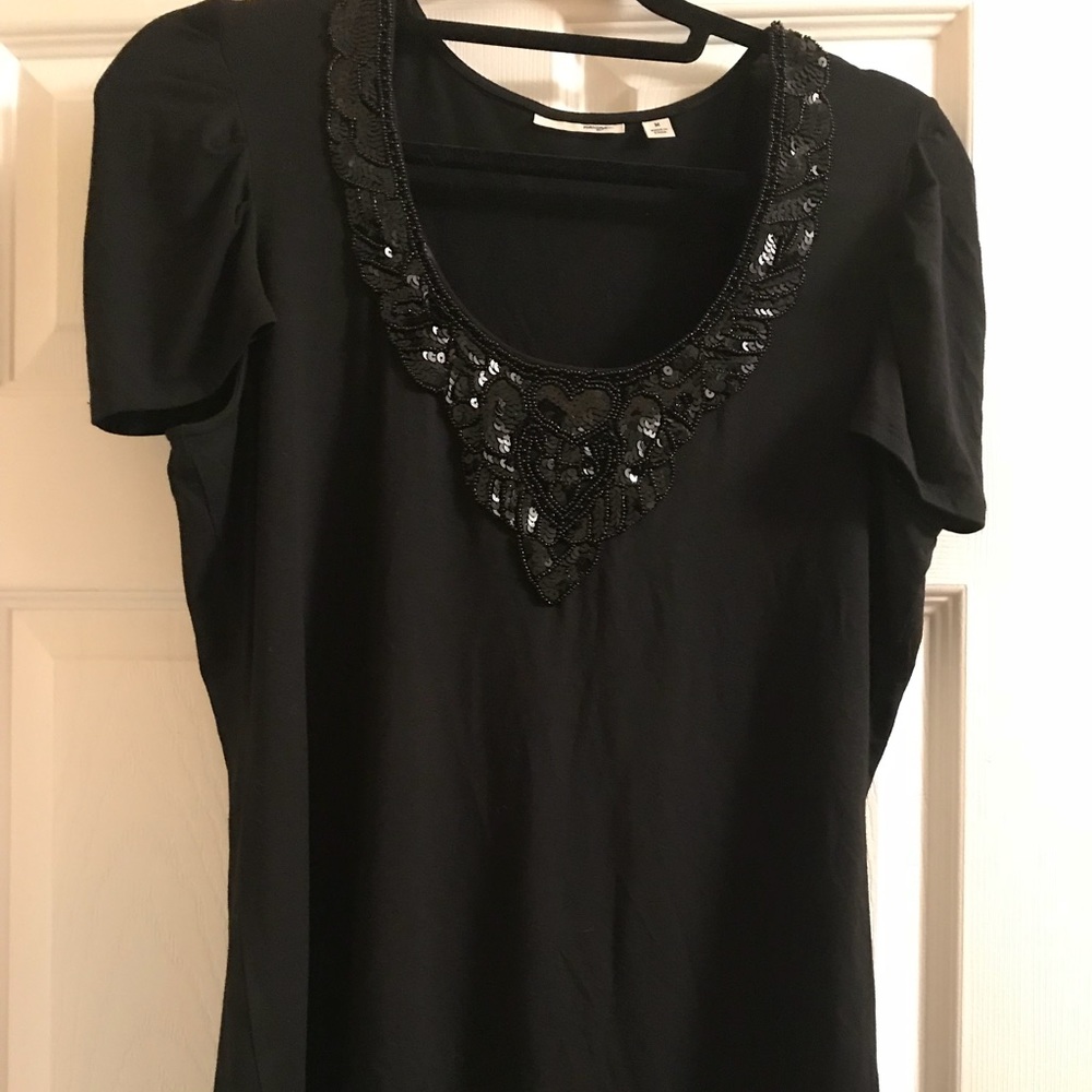 Black T-Shirt with embellished neck
